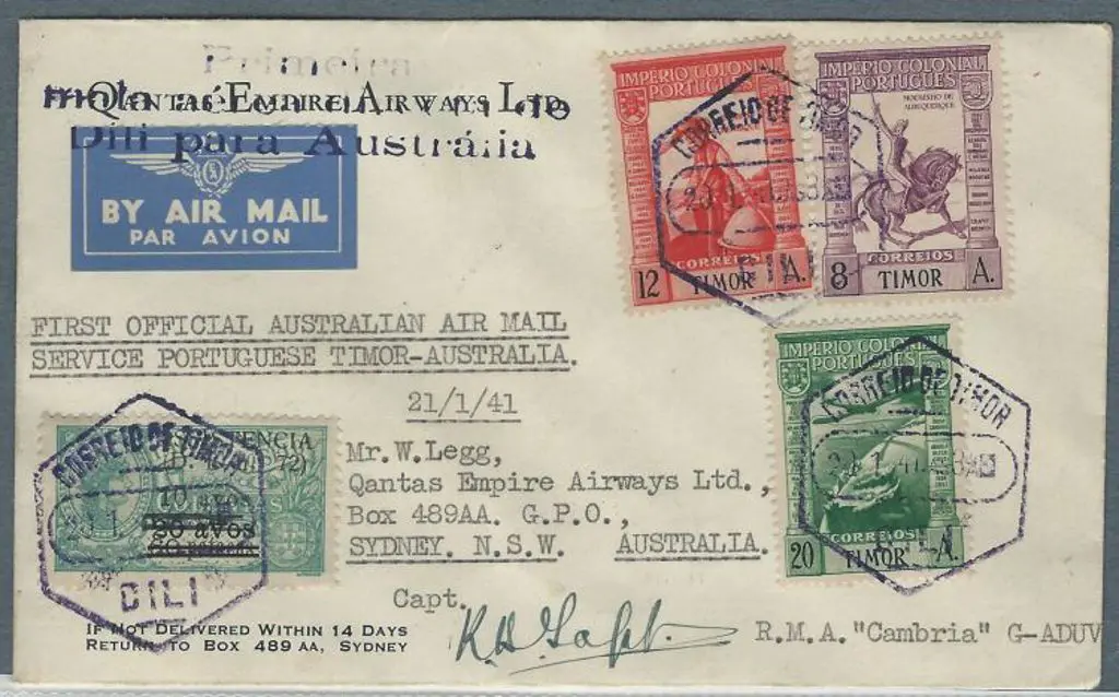 1941 (17th Jan) Portuguese Timor to Aust on Qantas ... Image 1++