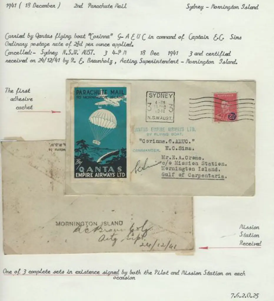 1941 (18th Dec) Sydney to Mornington Island Qantas ... Image 1++