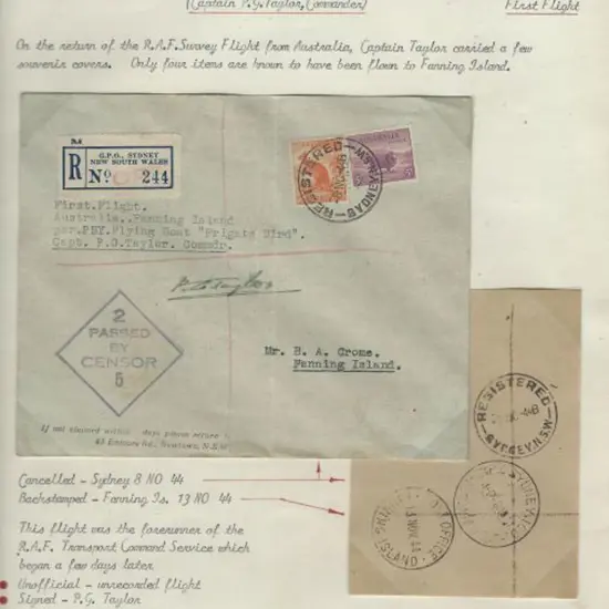 1944 (8th Nov) Australia to Fanning Island First ...