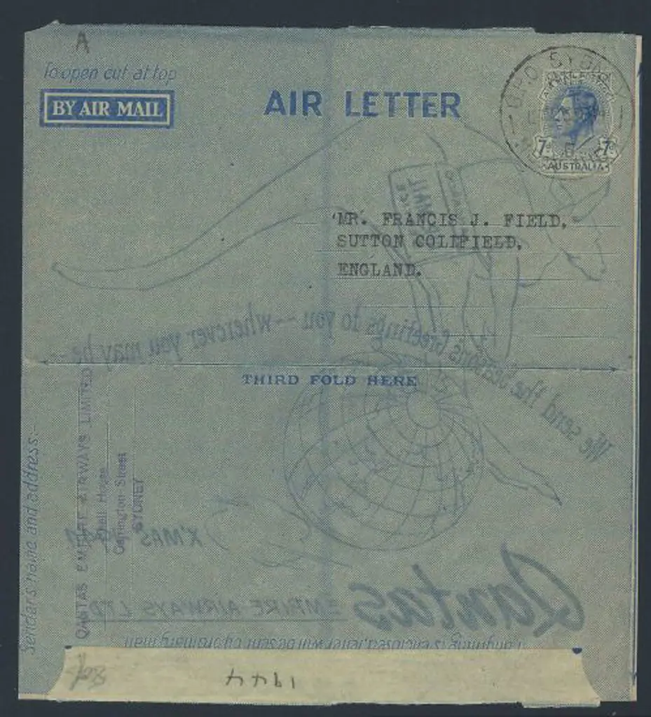 1944 (13th Dec) Australia to England Qantas ... Image 1++