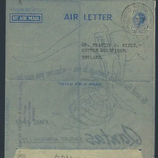 1944 (13th Dec) Australia to England Qantas ...