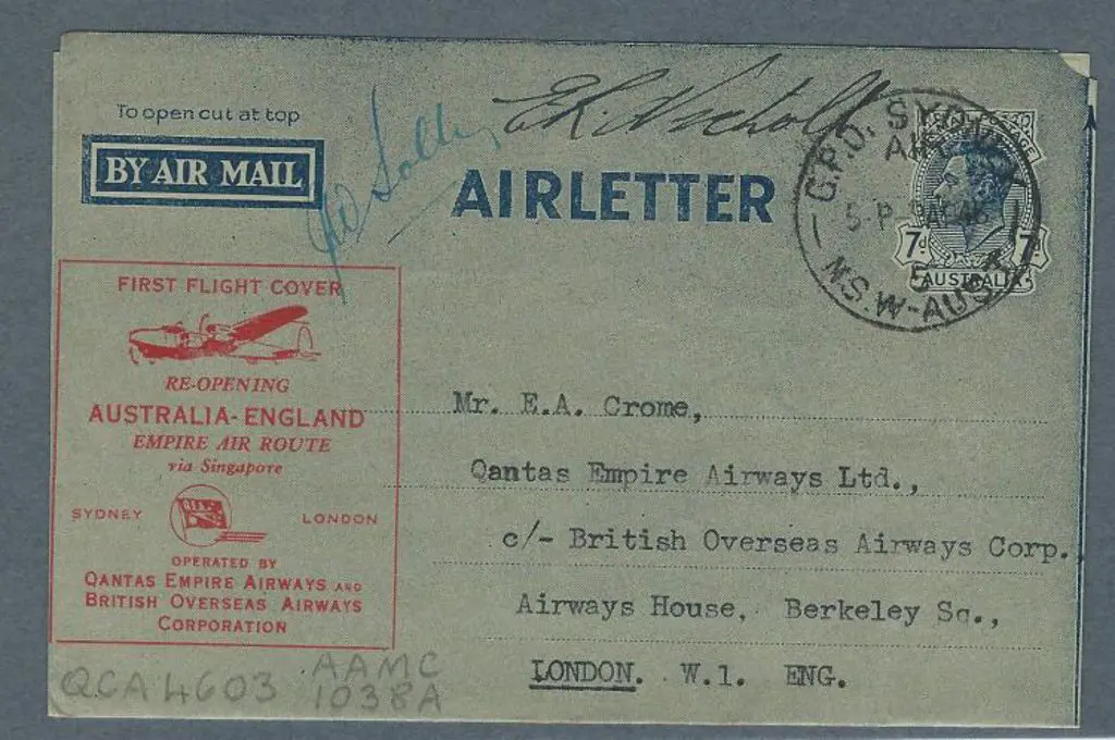 1946 (9th April) Australia to England re-opening ... Image 1++