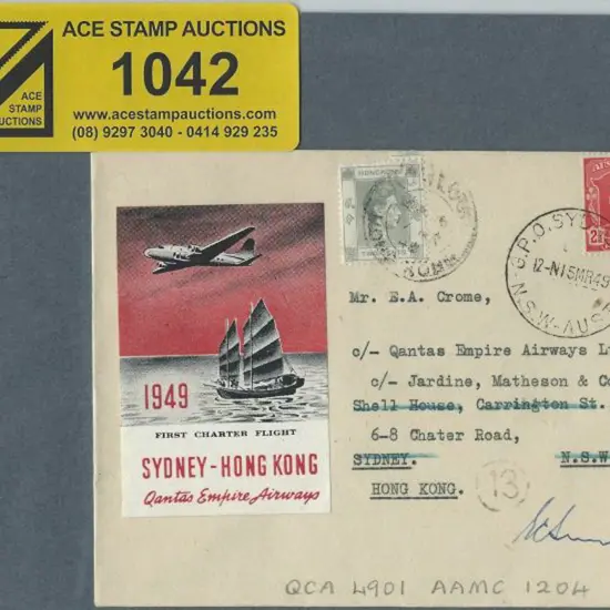 1949 (15th March) Australia to Hong Kong Chartered ...