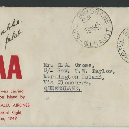 1949 (19th Dec) Brisbane to Mornington Island ...