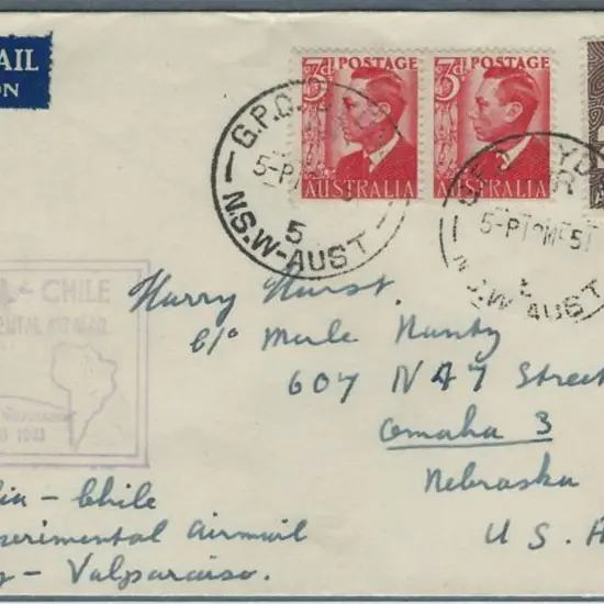 1951 (12th Mar) Australia to Chile First ...