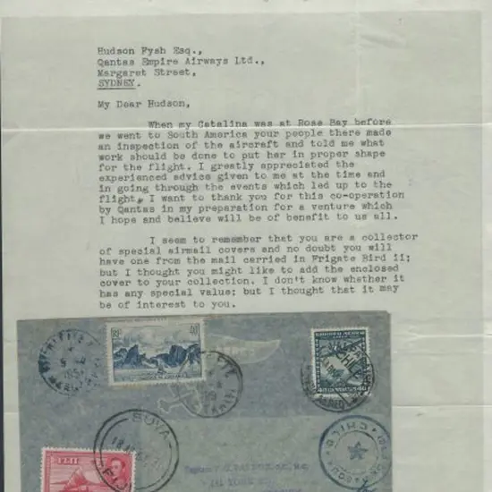 1951 (14th Mar) Chile to Australia via Fiji & ...