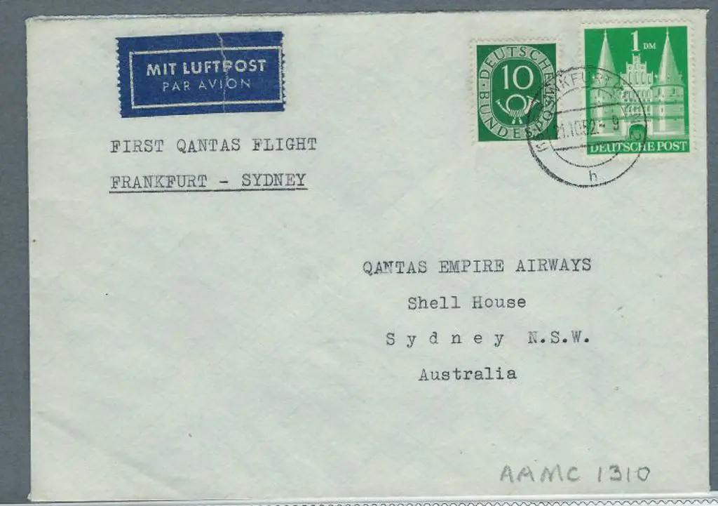 1952 (16th Oct) Germany to Australia Qantas ... Image 1++