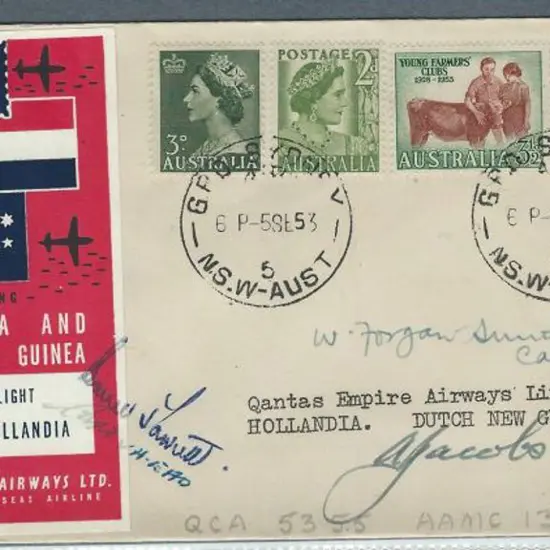 1953 (7th Sept) Sydney to Hollandia via Lae cover ...