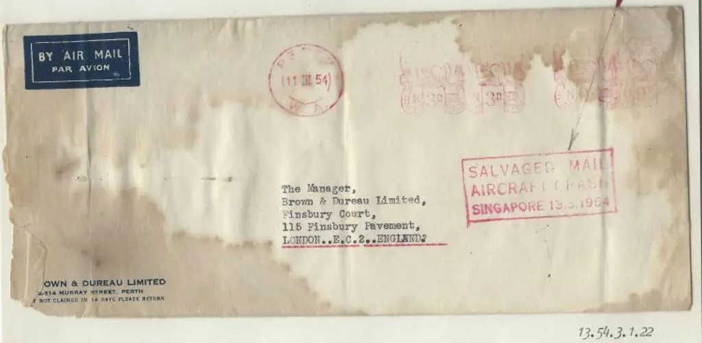 1954 (13th March) ditto but a Perth 24d prepaid ... Image 1++