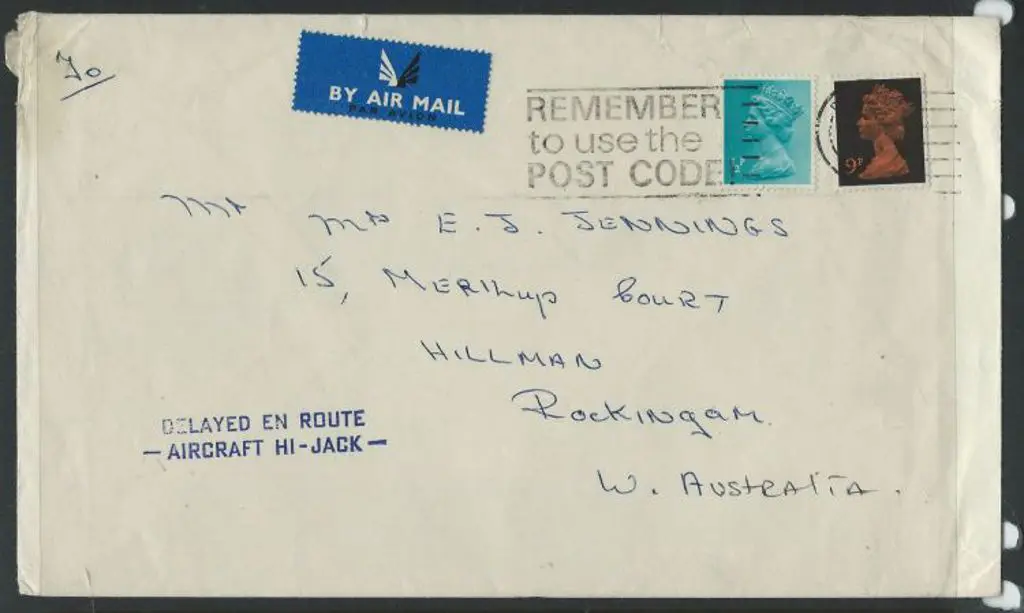 1974 London to Perth commercial env addressed to ... Image 1++