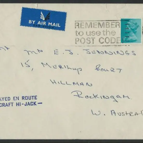 1974 London to Perth commercial env addressed to ...