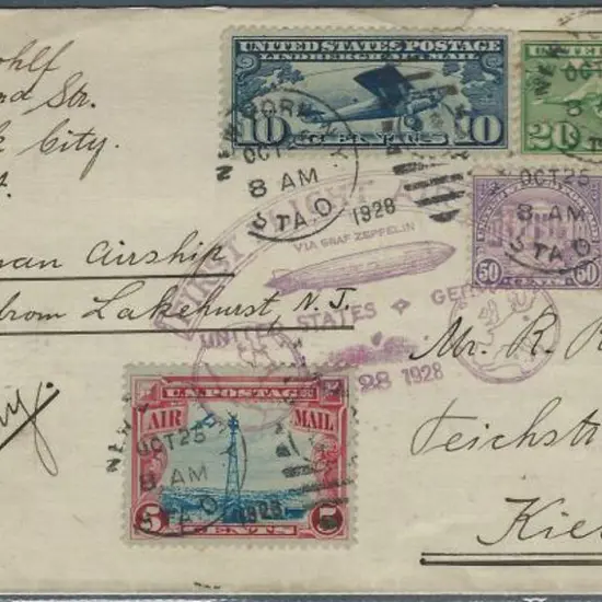 Zeppelin 1928 (25th Oct) USA to Germany via "Graf ...
