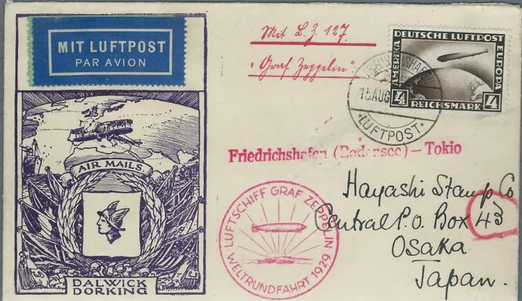Zeppelin 1929 (15th Aug) Friedrichshafen to Tokyo ... Image 1++