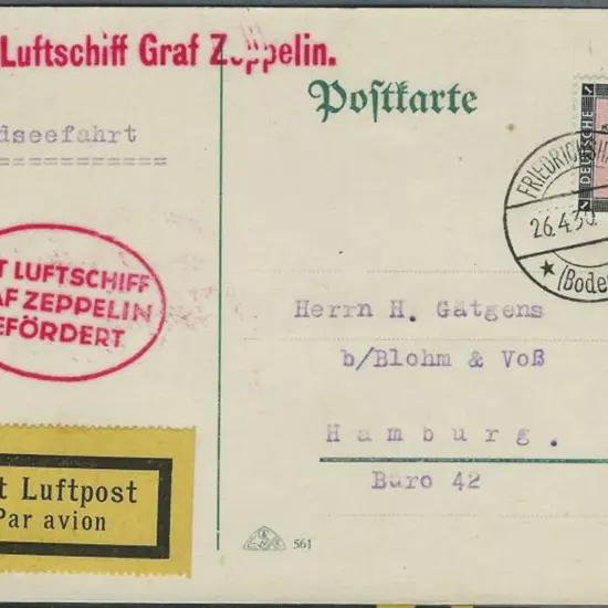 Zeppelin 1930 (26th April) North Sea "Graf ...