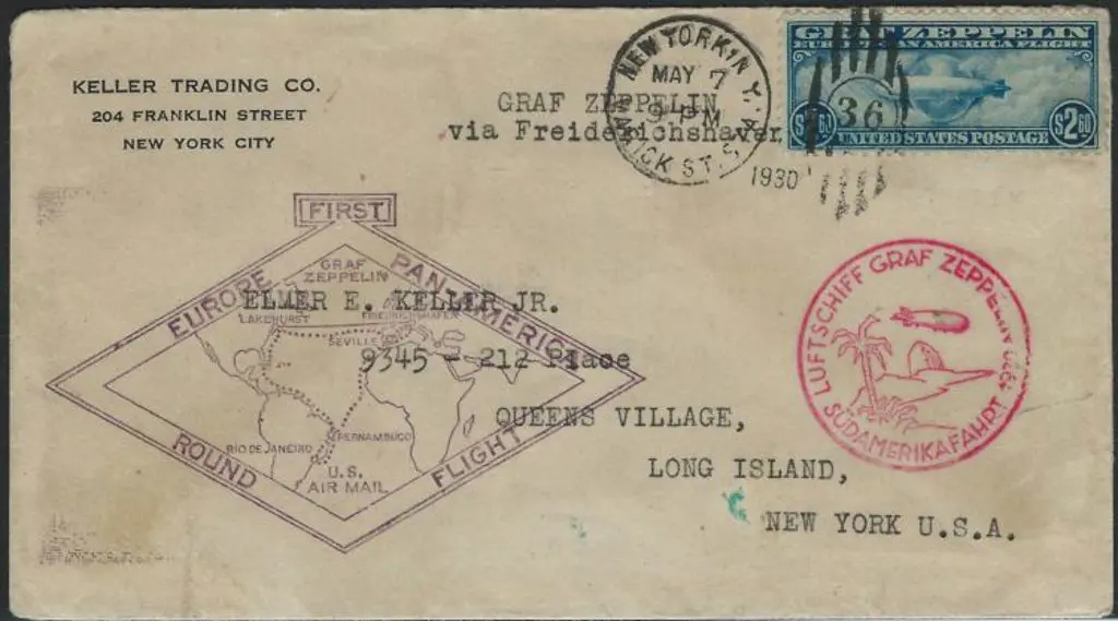 Zeppelin 1930 (7th May) US $2.60 blue tied by New ... Image 1++