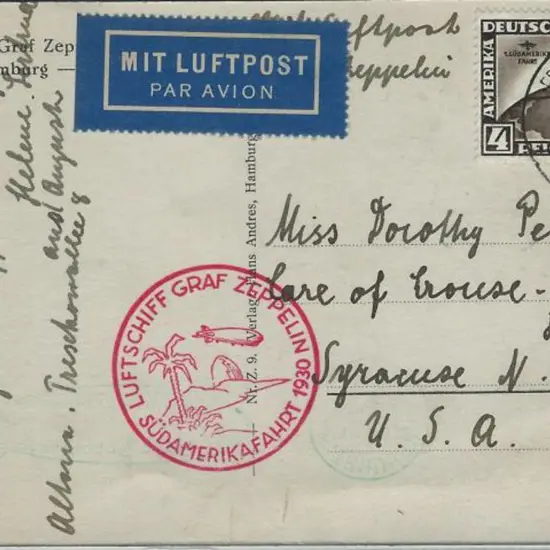 Zeppelin 1930 (18th May) South America Zeppelin ...