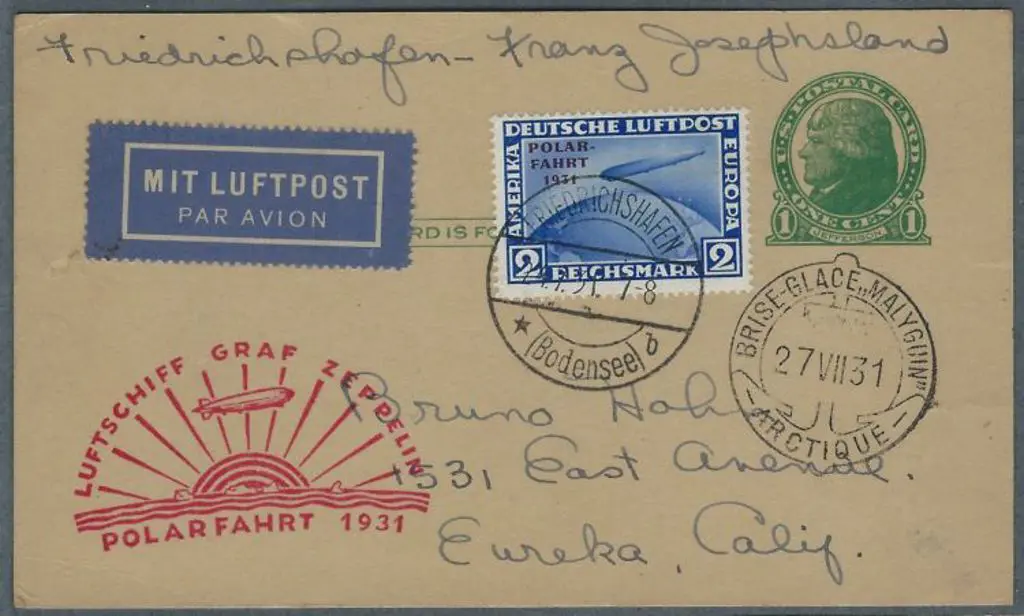 Zeppelin 1931 (24th July) Polar Flight card with ... Image 1++