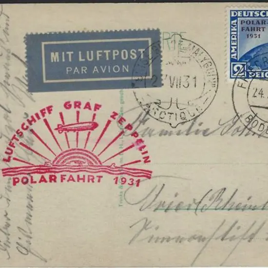 Zeppelin 1931 (24th July) Postcard (view of Trier) ...