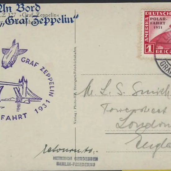 Zeppelin 1931 (18th Aug) b&w ppc with "Luftschiff ...