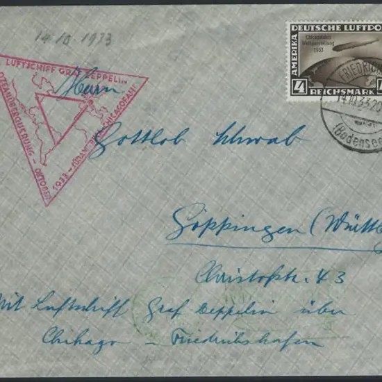 Zeppelin 1933 (14th Oct) Graf Zeppelin LZ127 ...