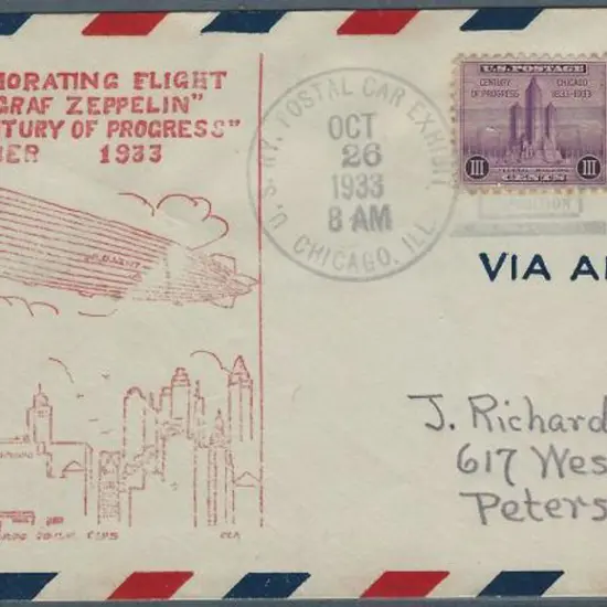 Zeppelin 1933 (26th Oct) Chicago to Petersburg ...