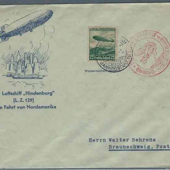 Zeppelin 1936 (6th May) "Hindenburg" Germany to ...