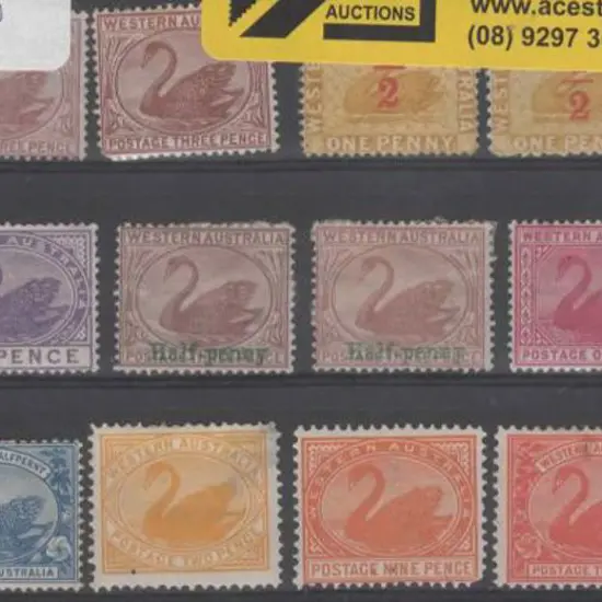 Swans range on stockcard, most with faults. Vals ...