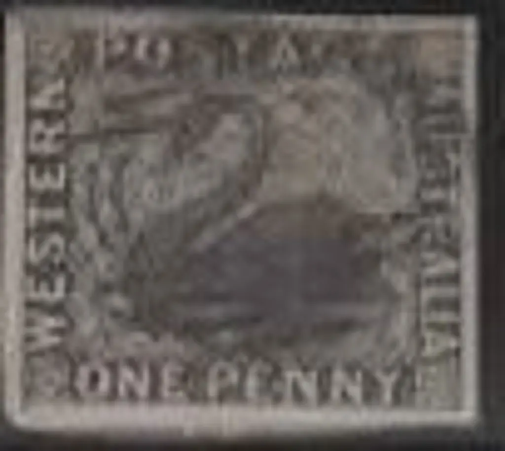 1854 1d black swan with 4 margins. Fine used by ... Image 1++