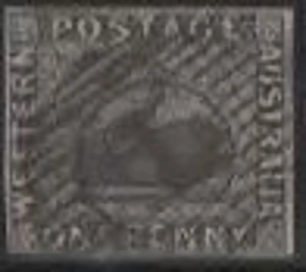 1854 1d black with double tailed swan variety (R ... Image 1++
