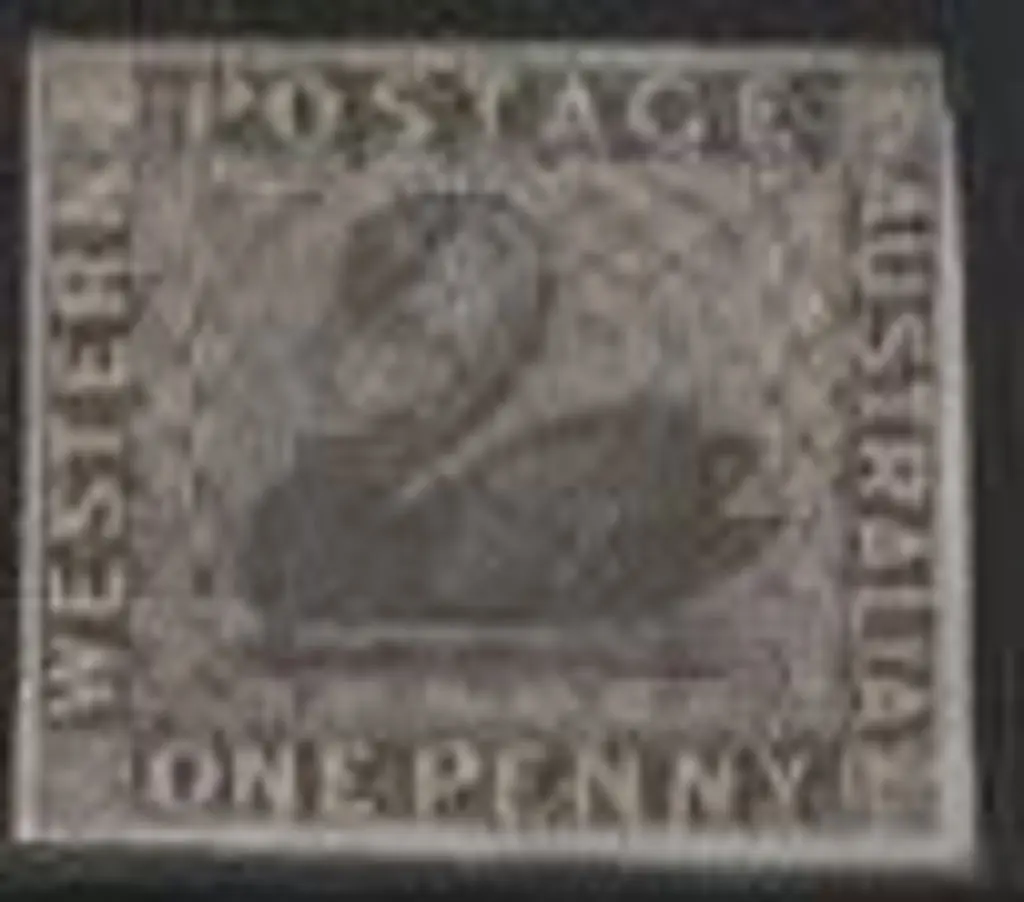 1854 1d black swan unused with small part o.g. 4 ... Image 1++