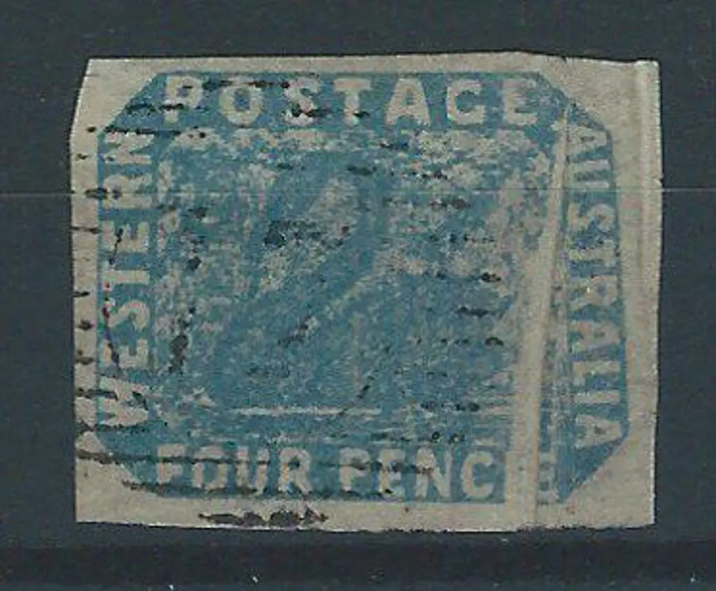 1854 4d pale blue swan with a spectacular paper ... Image 1++