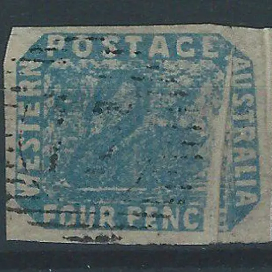 1854 4d pale blue swan with a spectacular paper ...