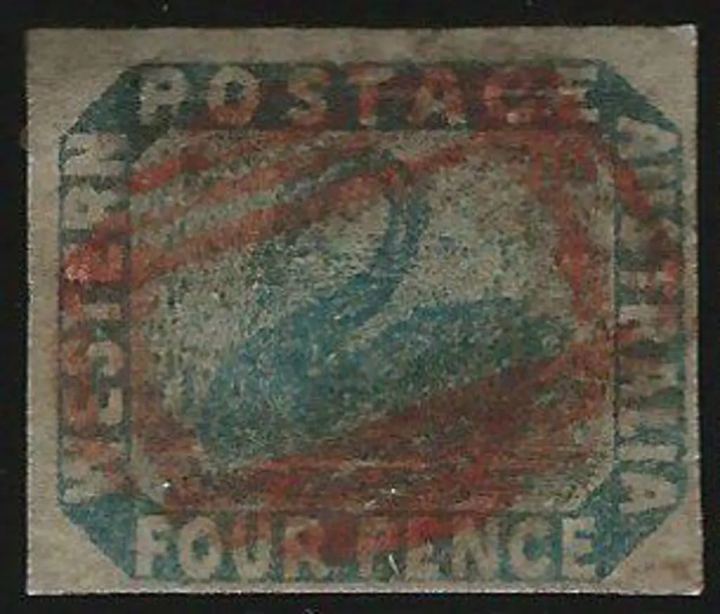 1854 4d blue swan good to fine used by void grid ... Image 1++