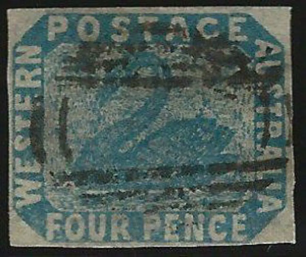1854 4d blue swan good to fine used with 4 clear ... Image 1++