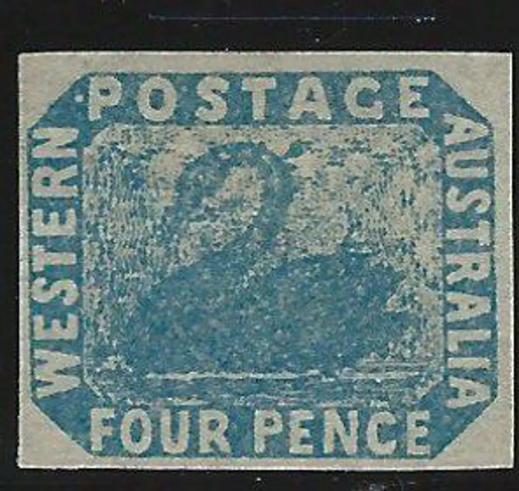 1854 4d blue swan with "white dot left of "P" of ... Image 1++