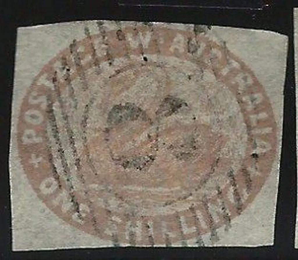 1854 1/- grey brown swan with margins just clear ... Image 1++