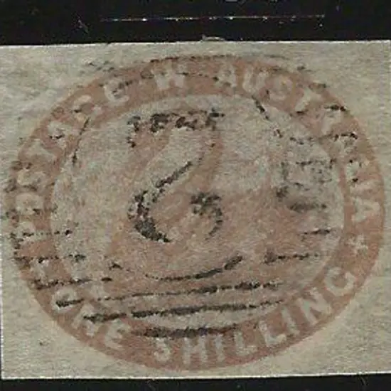 1854 1/- pale brown swan cut square with clear ...