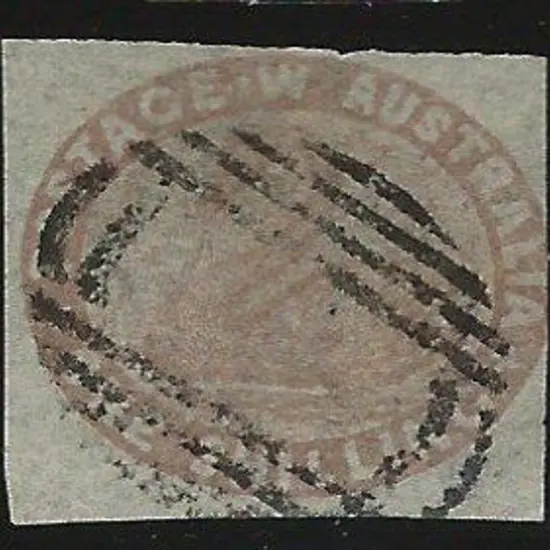 1854 1/- pale brown swan fine used with crisp void ...