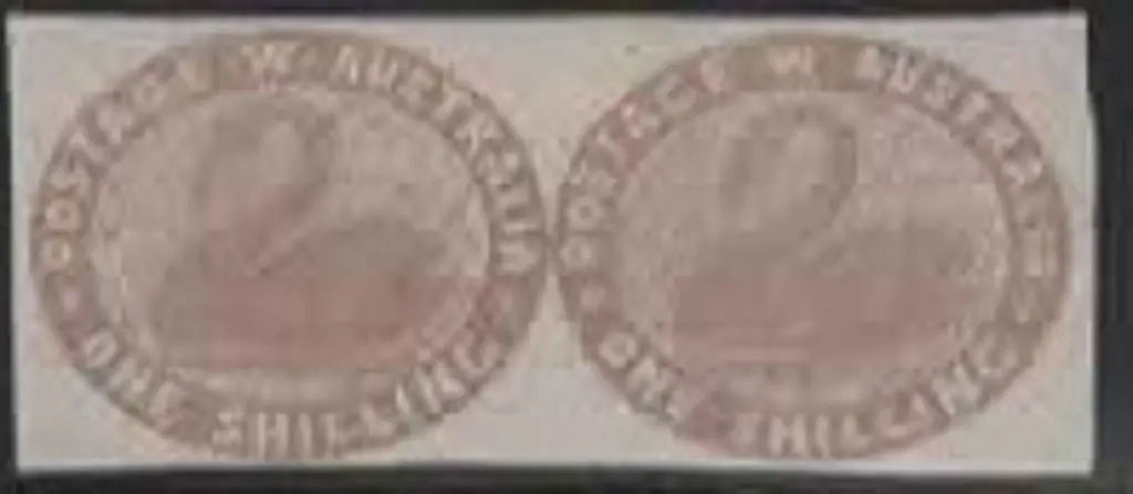 1854 1/- pale brown swan horizontal pair with ... Image 1++