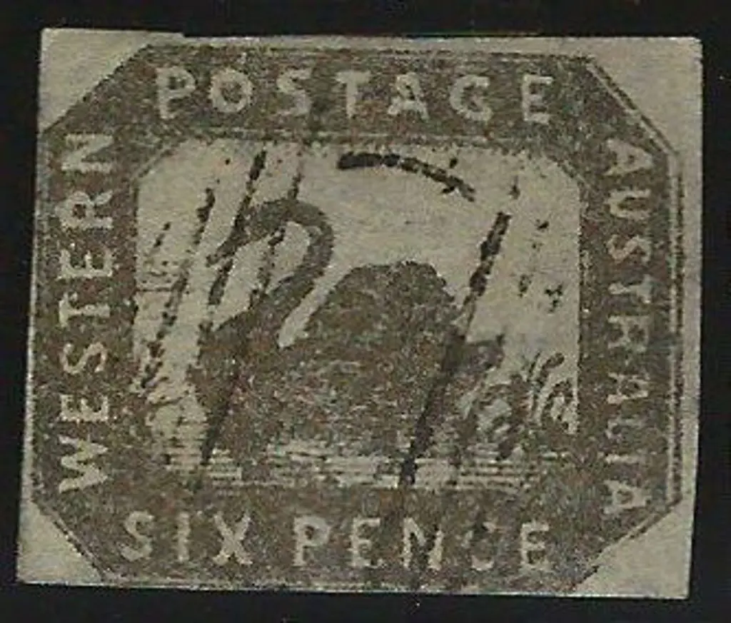 1857 6d black-bronze swan fine used by void grid ... Image 1++