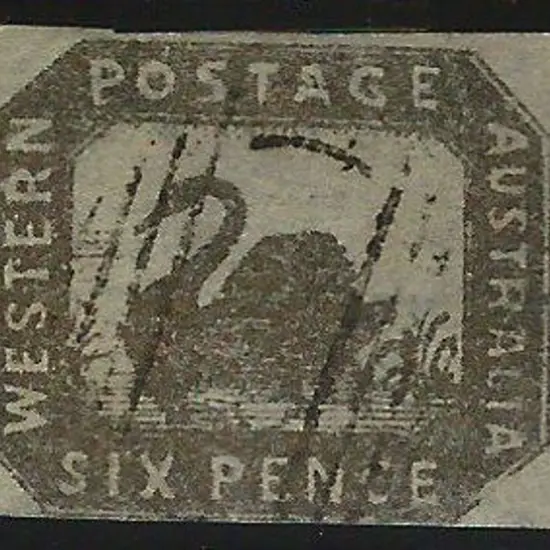 1857 6d black-bronze swan fine used by void grid ...