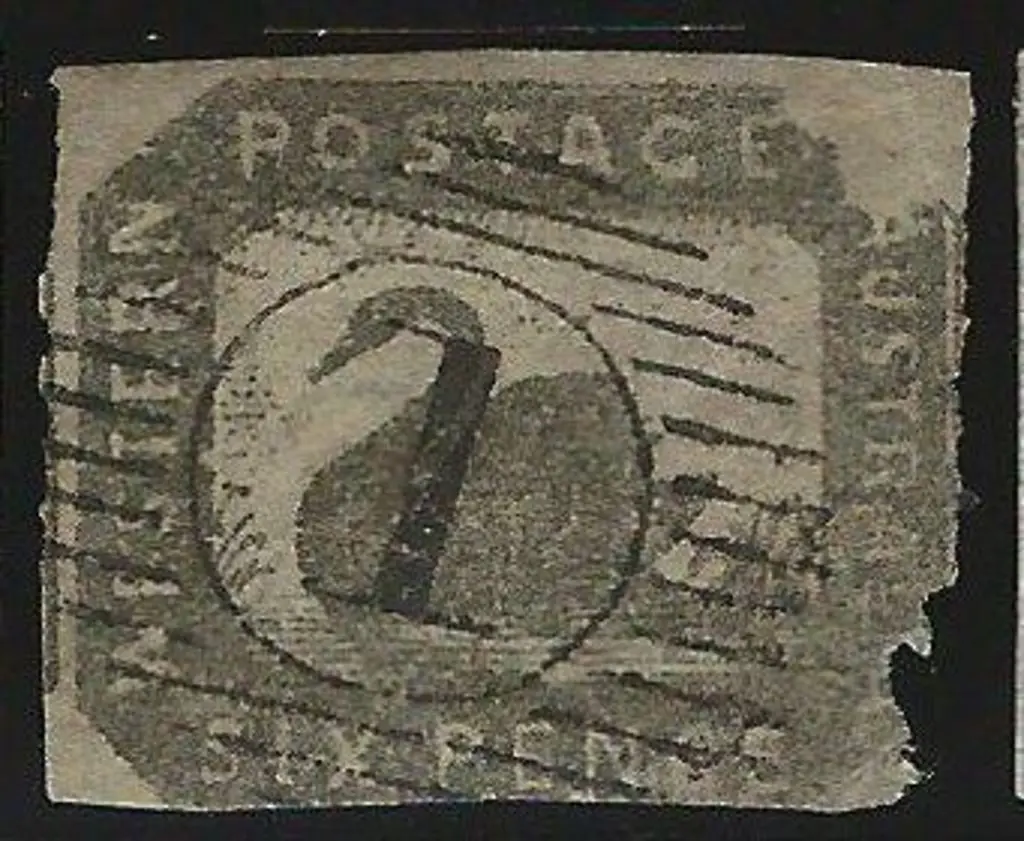 1857 6d grey-black swan fine used by 15 bar 1 ... Image 1++