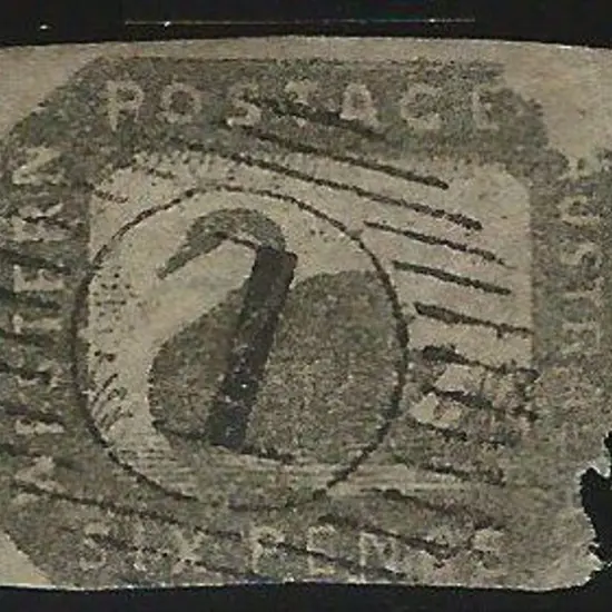 1857 6d grey-black swan fine used by 15 bar 1 ...