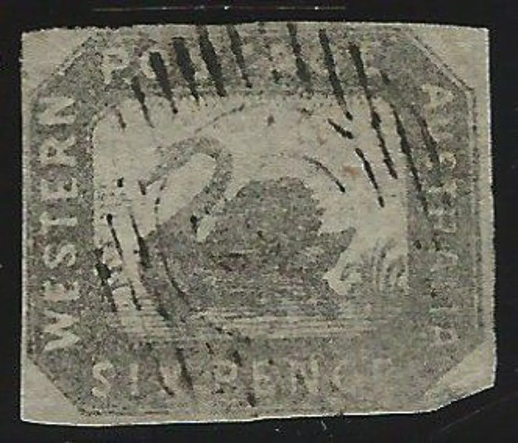 1857 6d grey-black swan very fine used with light ... Image 1++