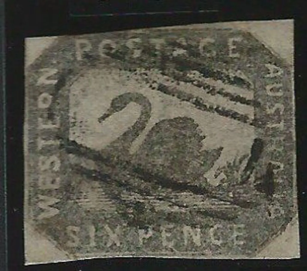 1857 6d grey-black swan fine used by void grid ... Image 1++