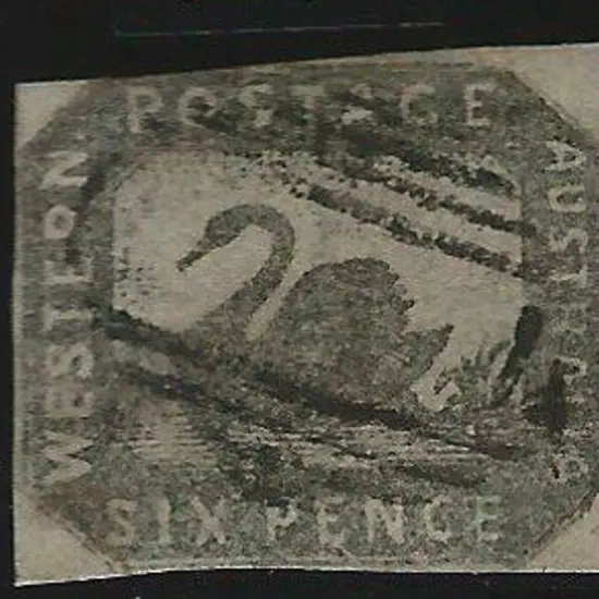 1857 6d grey-black swan fine used by void grid ...