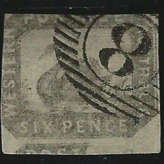 1857 6d grey-black swan superb used by bold corner ...
