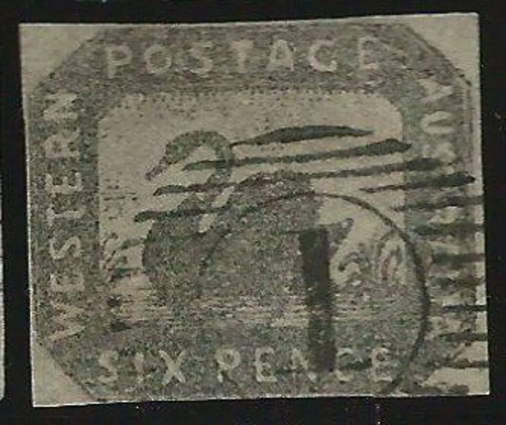 1857 6d grey black swan fine used with crisp BN ... Image 1++