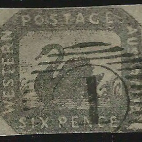 1857 6d grey black swan fine used with crisp BN ...