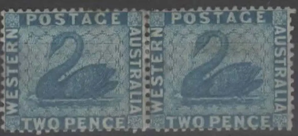 1861 2d blue, perf. 14, unused mint pair with part ... Image 1++